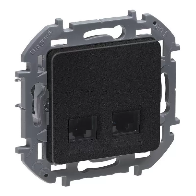Компьютерная розетка Legrand INSPIRIA Антрацит Двойная RJ 45 категория 6 UTP 673843