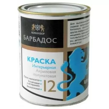 Полуматовая износостойкая полиакриловая краска для стен Командор Барбадос база C 18 л