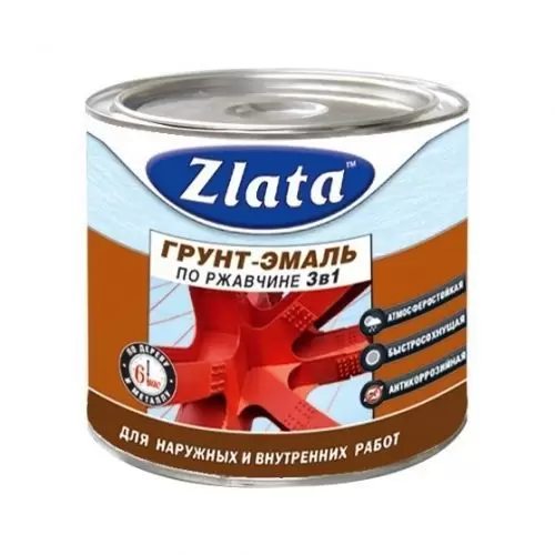 Грунт-эмаль по ржавчине Zlata белая 0.9 кг