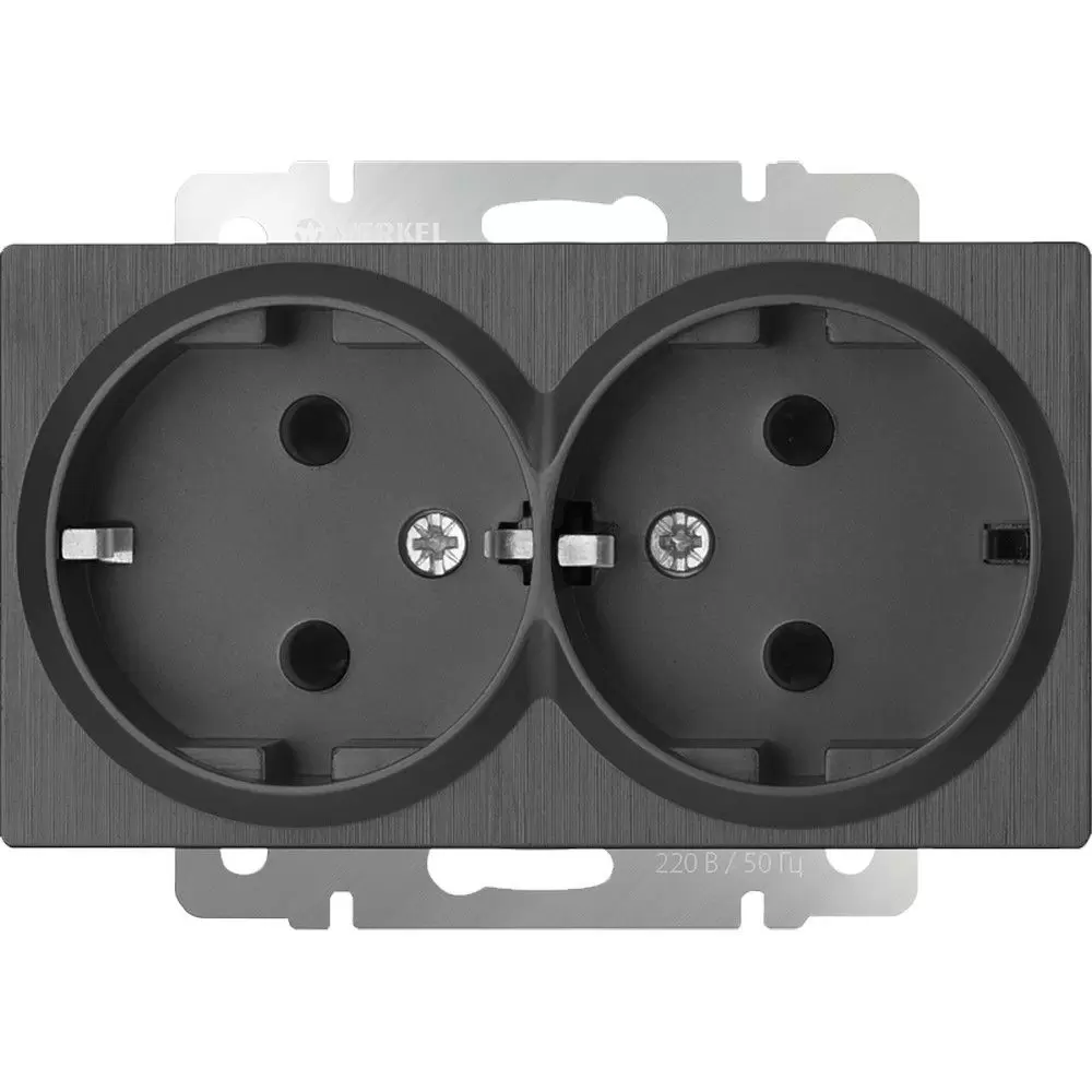 Розетка Werkel двойная с заземлением (графит рифленый) W1172004