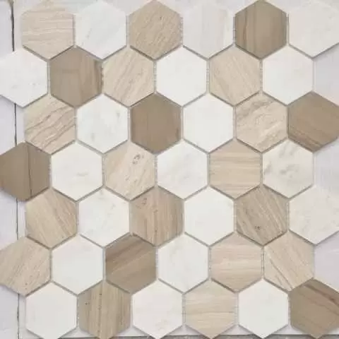 Мозаика Caramelle Mosaic Pietrine Hexagonal Pietra Mix 3 MAT hex