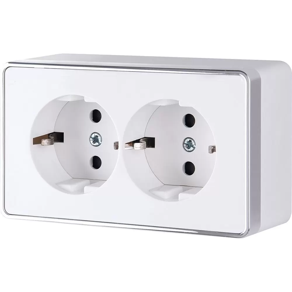 Розетка Werkel Gallant WL15-02-03 двойная с заземлением (белая)