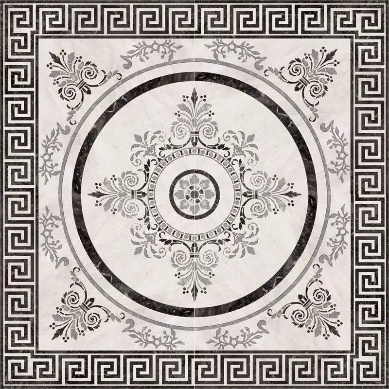 Декор напольный Absolut Keramika Nero Roseton Nero 4 90x90