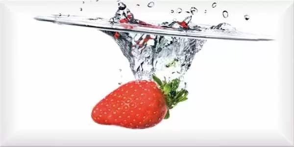 Декор настенный Absolut Keramika Monocolor 10х20 Biselado Decor Fresh Strawberry