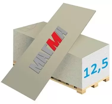 Гипсокартон Магма Двухметровый ГКЛ-2м 2000x1200x12.5mm (2.4м²)