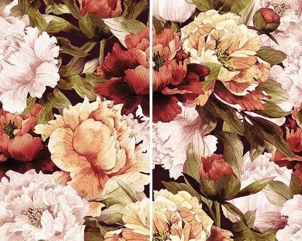 Панно настенное Ceramica Classic Galatia peony Цветы из 2-х плиток