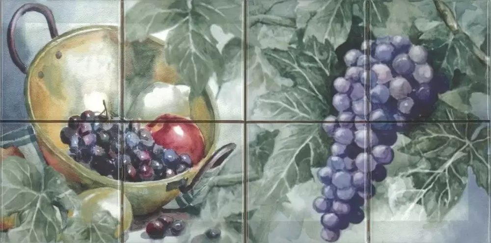 Панно настенное Absolut Keramika Monocolor 10x10 Milano Composicion Acuarela Uvas
