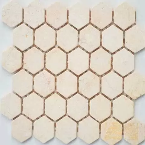 Мозаика Caramelle Mosaic Pietrine Hexagonal Crema Marfil MAT hex