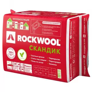 Базальтовая вата Rockwool Лайт Баттс Скандик 800х600х50 мм 12 шт.(0,288м3/5,76м2) Роквул