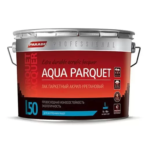 Лак паркетный Parade L50 Aqua Parquet матовый 9 л