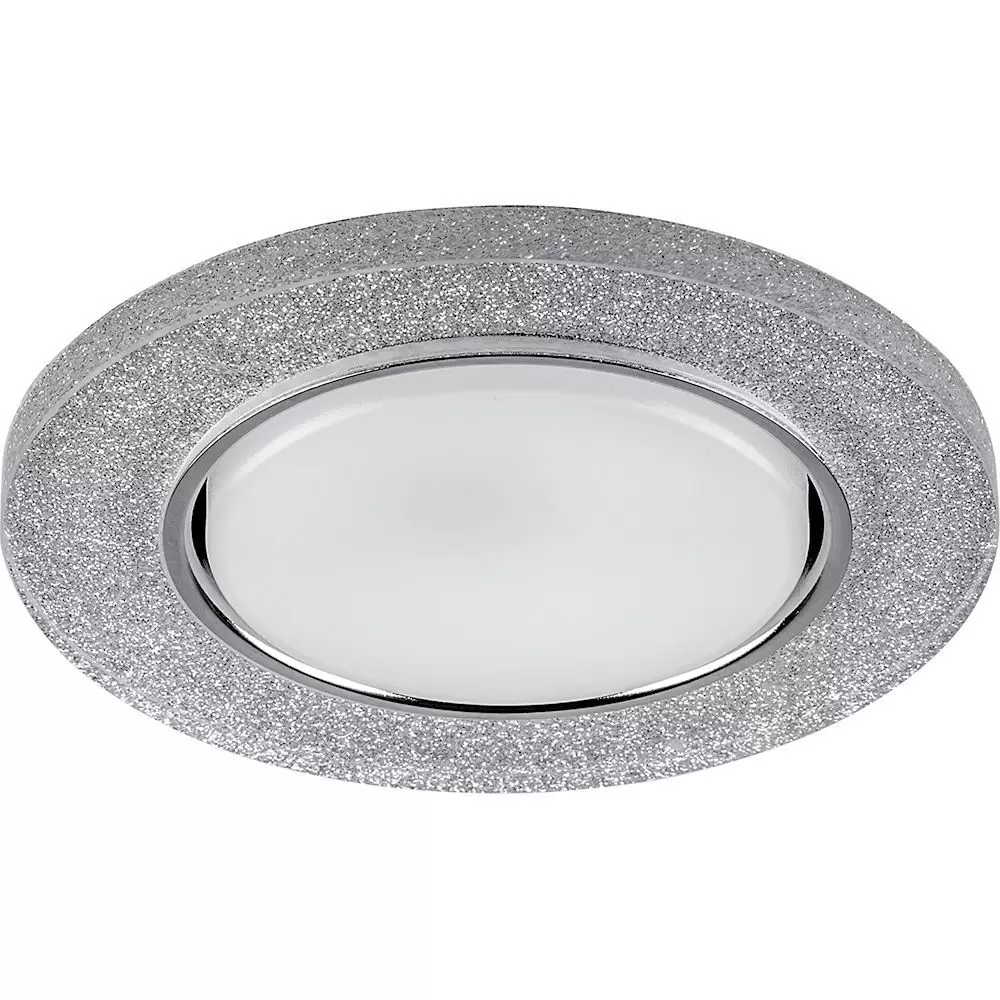 Светильник встраиваемый Feron CD4041 с белой LED подсветкой GX53 серебро хром