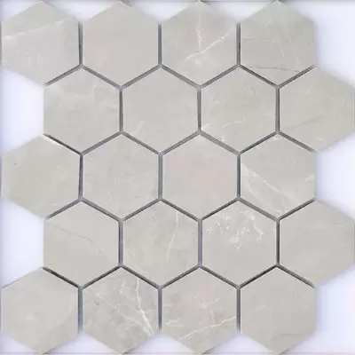 Мозаика LeeDo - Marble Porcelain Nuvola grigio POL 26,7x30,8 см (чип 37x64 мм гексагон), полированный керамогранит (Nuvola grigio POL мозаика гексагон 37x64)
