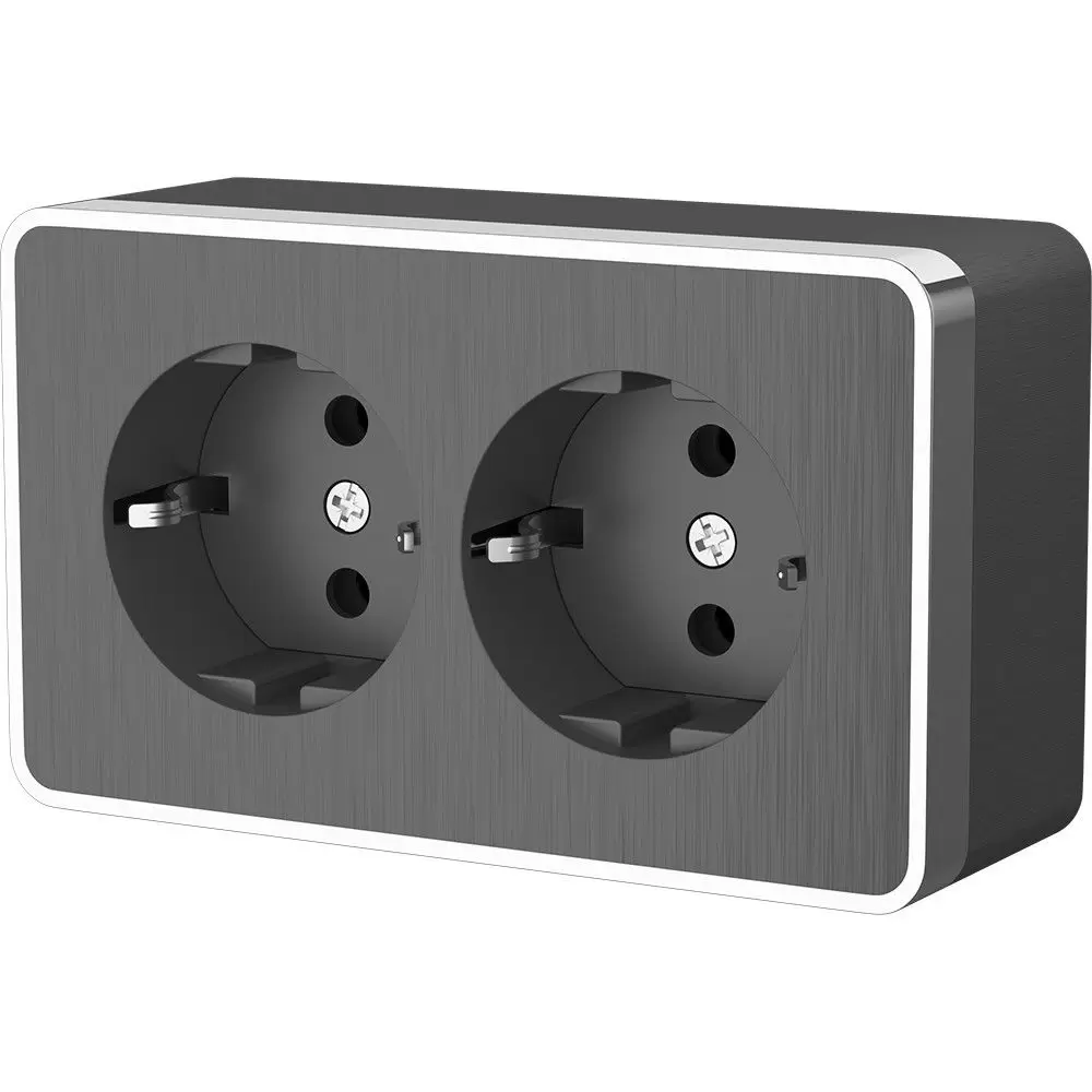 Розетка Werkel Gallant WL15-02-03 двойная с заземлением (графит рифленый)