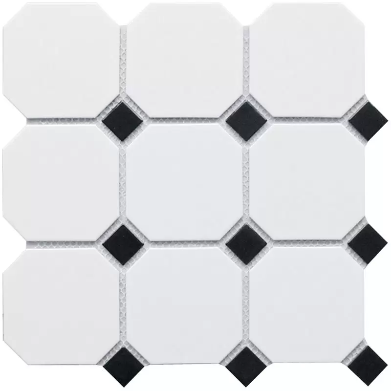 Мозаика HOMEWORK Octagon big White/Black Matt CLA006 30x30