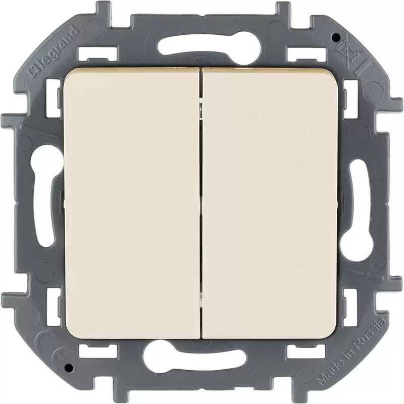 Выключатель Legrand INSPIRIA Слоновая кость двухклавишный 10 AX 250 В 673621