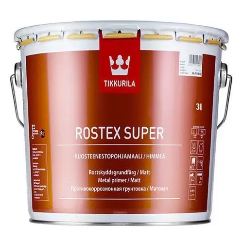 Грунтовка противокоррозионная Tikkurila Rostex Super красно-коричневый 3 л