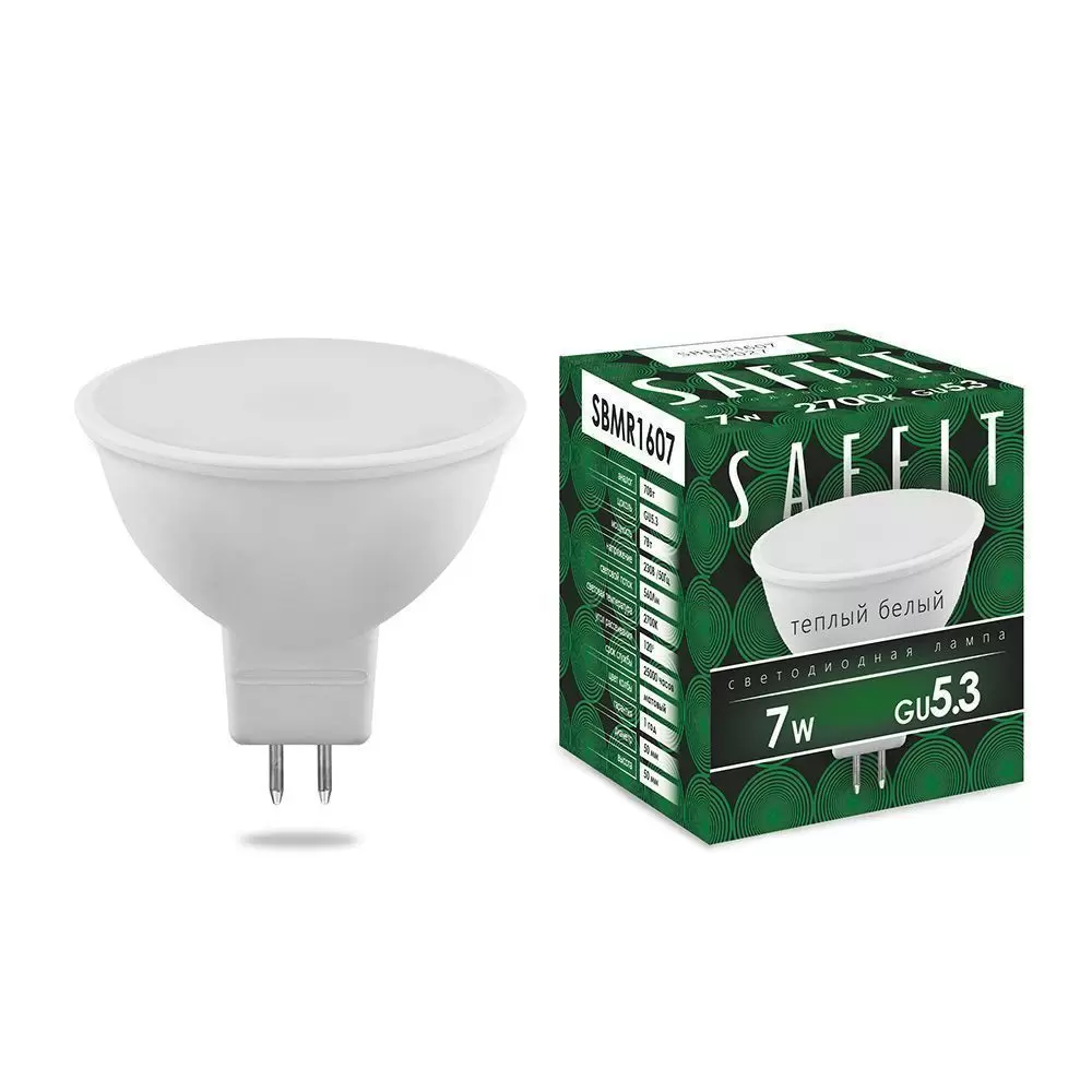 Лампа светодиодная SAFFIT SBMR1607 MR16 GU5.3 7W 2700K 55027