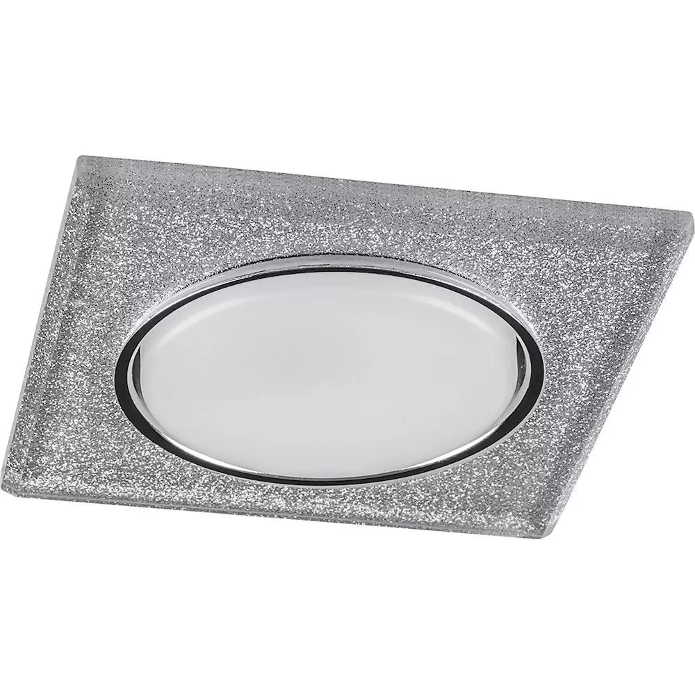Светильник встраиваемый Feron CD4040 с белой LED подсветкой GX53 серебро хром