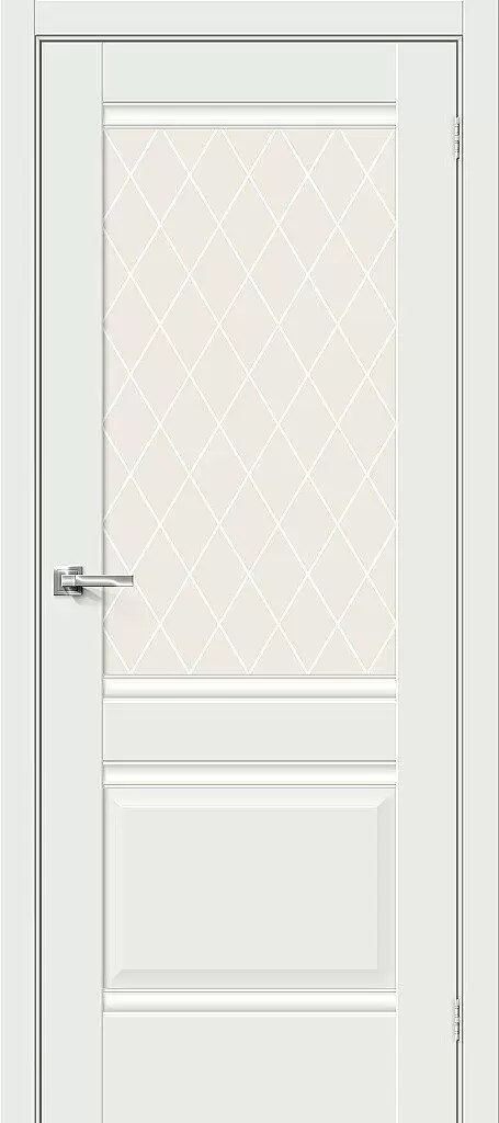 Дверь "Прима-3" White Matt / White Сrystal, стекло
