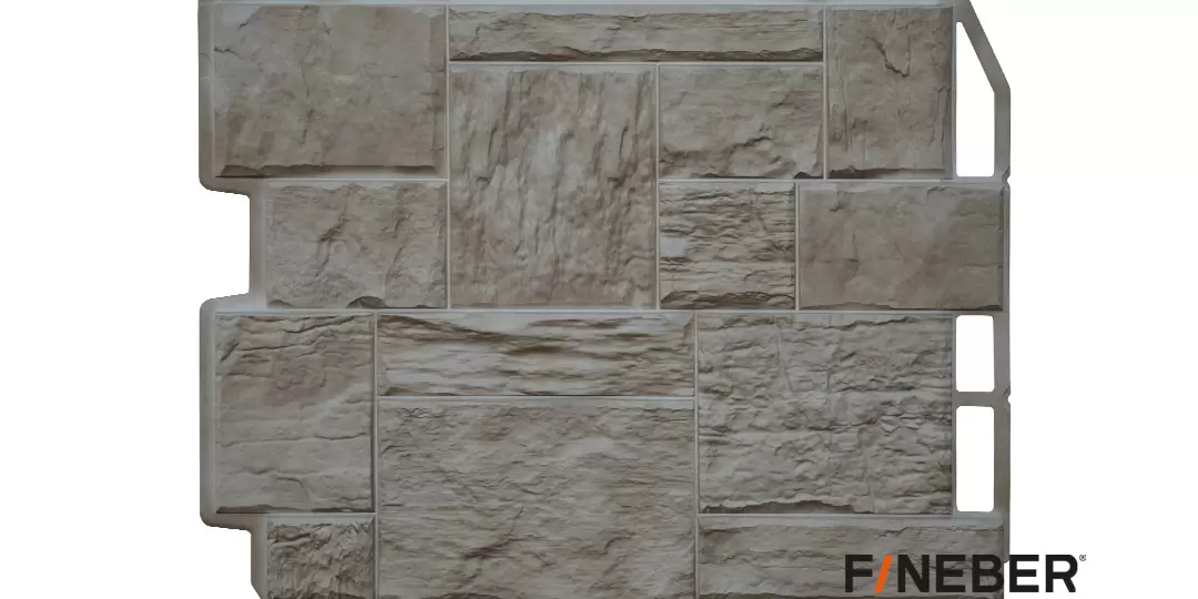 Фасадные панели Дачный FineBer Туф 3D-Facture Светло-бежевый