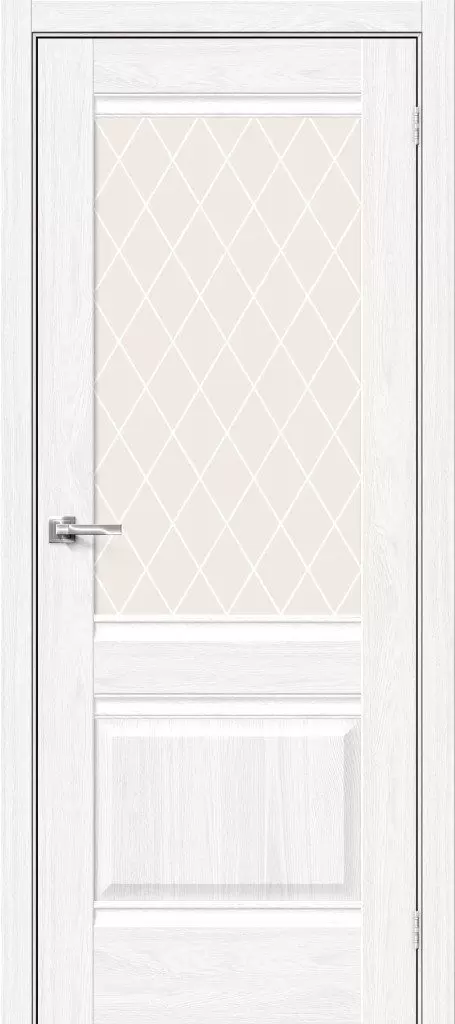 Дверь экошпон "Прима-3" White Dreamline / White Сrystal, стекло