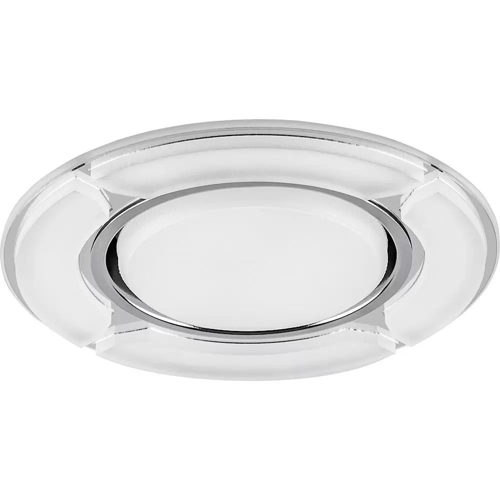 Светильник встраиваемый Feron CD4039 с белой LED подсветкой GX53 белый матовый хром
