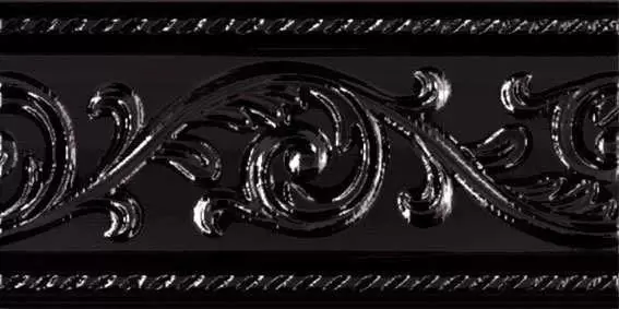 Бордюр настенный Carmen Caprichosa Cenefa Yara Negro 7.5x15
