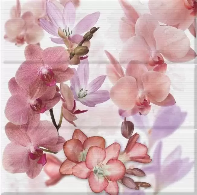 Панно настенное Absolut Keramika Aure orchides berenjena Orchides комплект из 3х шт.