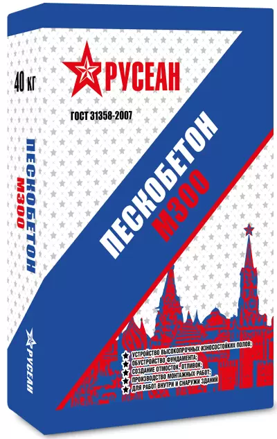 Сухая смесь пескобетон Русеан М300 40 кг