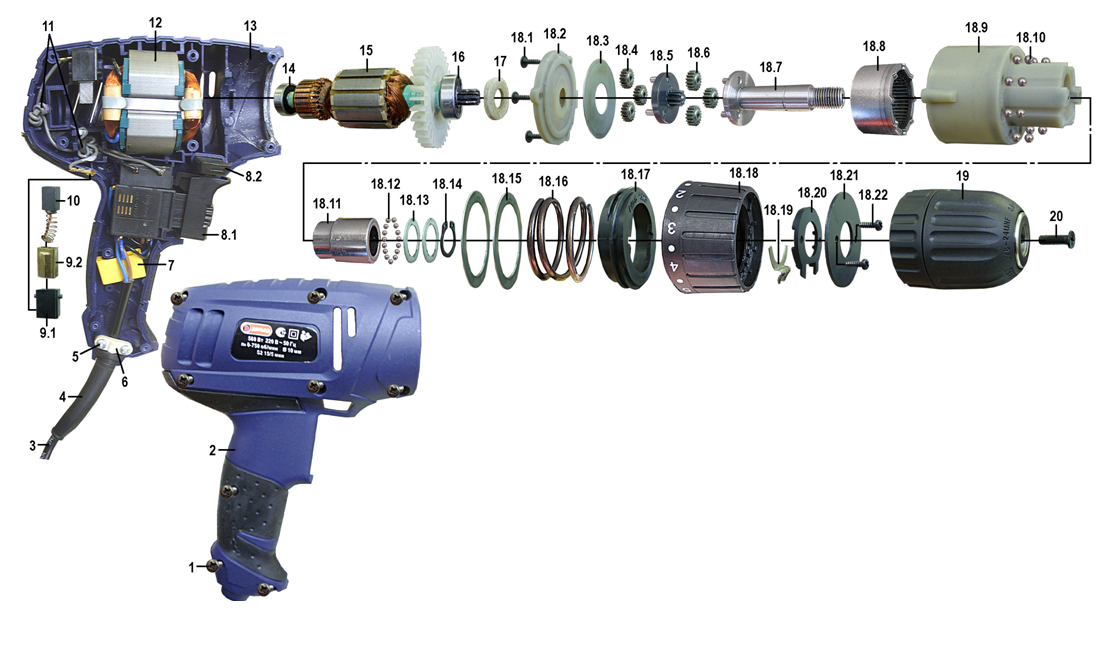 Электрическая схема работы дрели