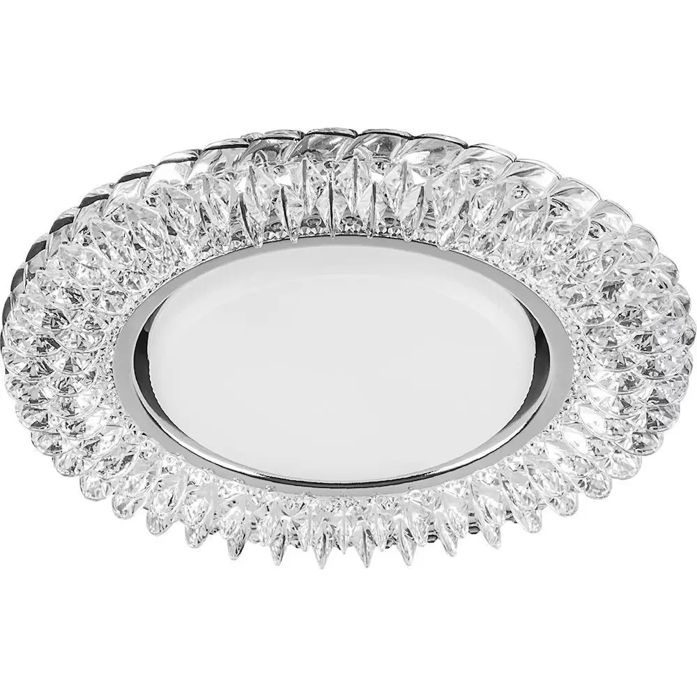 Светильник встраиваемый Feron CD4035 с белой LED подсветкой GX53 прозрачный хром