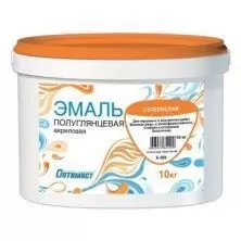 Эмаль акриловая Оптимист полуглянцевая супербелая 10 кг