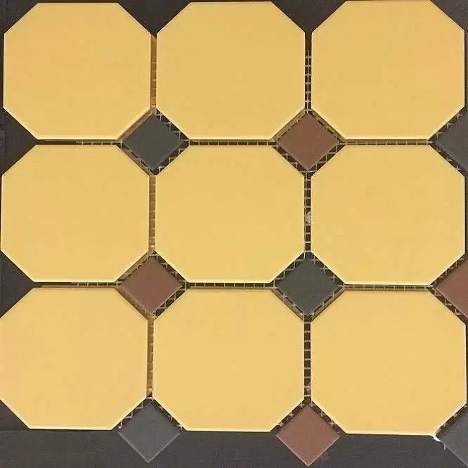 Керамогранит Top Cer Octagon 4421 Oct14+20-A Ochre Yellow Octagon 21Black 14 + Brick Red 20 Dots
