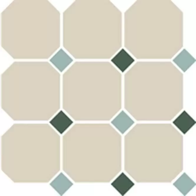 Керамогранит Top Cer Octagon 4416 Oct13+18-A White Octagon 16Turquoise 13 + Green 18 Dots