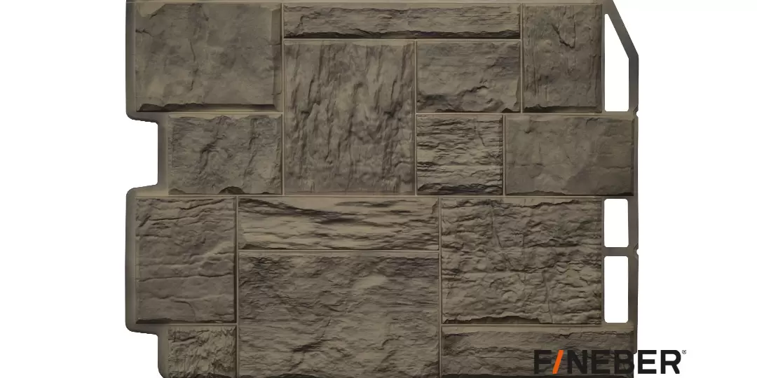Фасадные панели Дачный FineBer Туф 3D-Facture Дымчатый