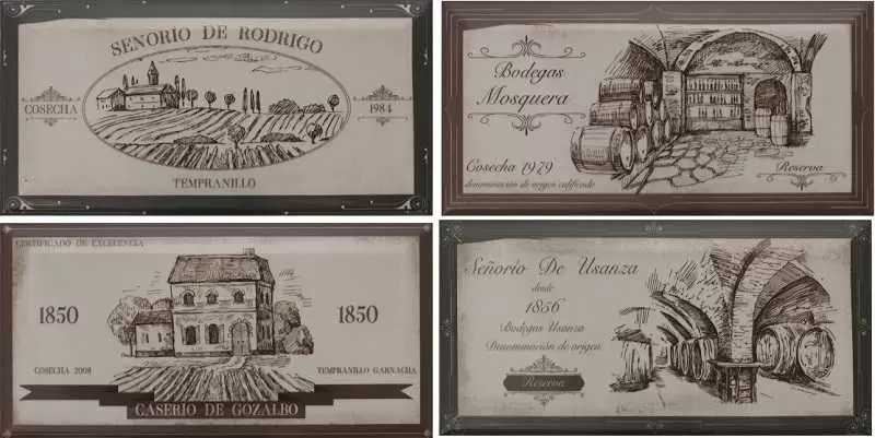Плитка настенная Fabresa Ceramics Biselado Eclectic Hueso Wine Labels Decor Mix