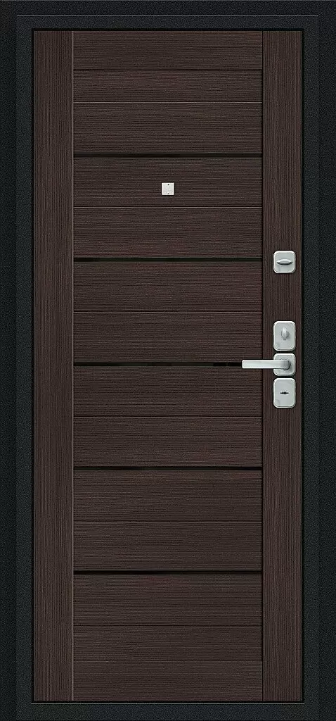 Стальная входная дверь «Райт» Букле черное / Wenge Veralinga