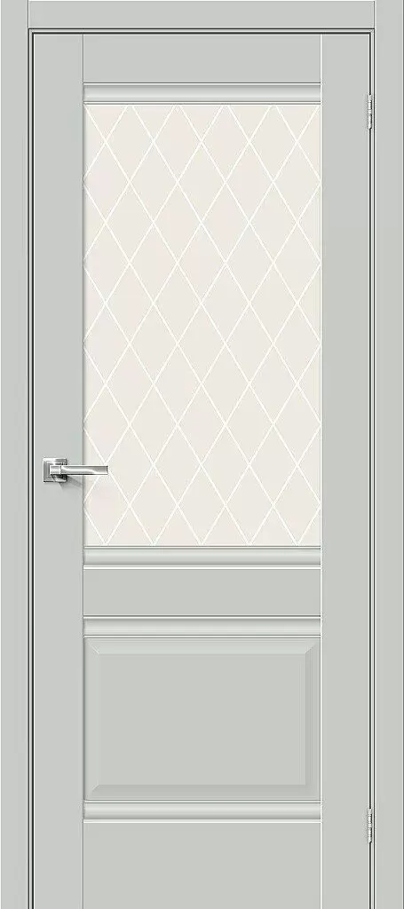Дверь "Прима-3" Grey Matt / White Сrystal, стекло