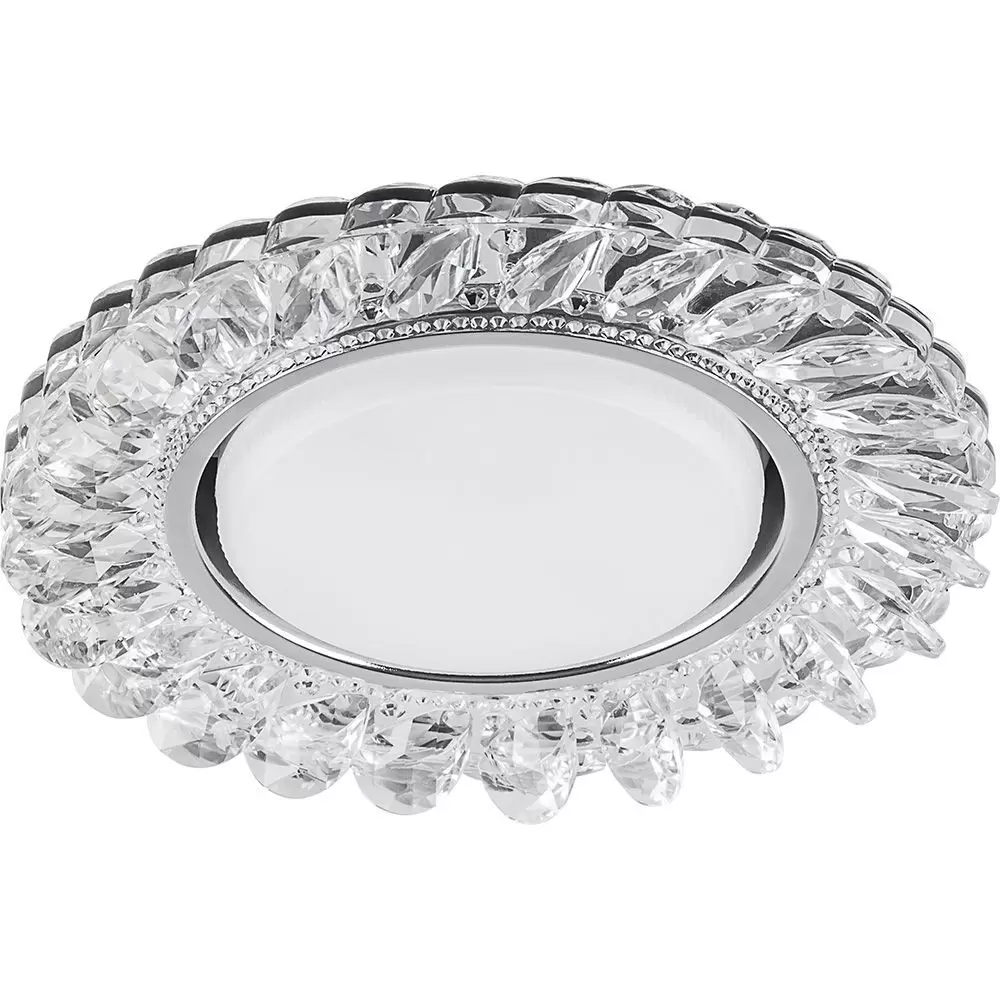 Светильник встраиваемый Feron CD4034 с белой LED подсветкой GX53 прозрачный хром