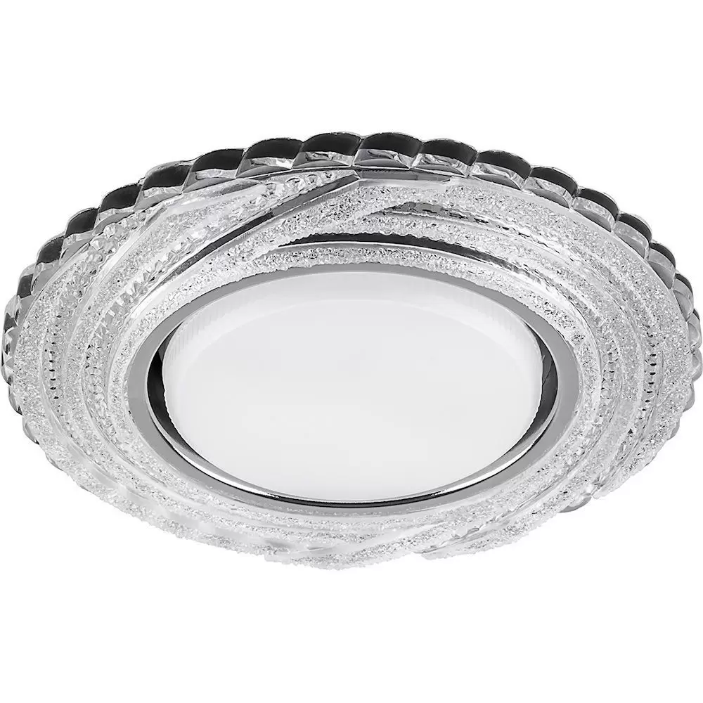 Светильник встраиваемый Feron CD4037 с белой LED подсветкой GX53 прозрачный хром