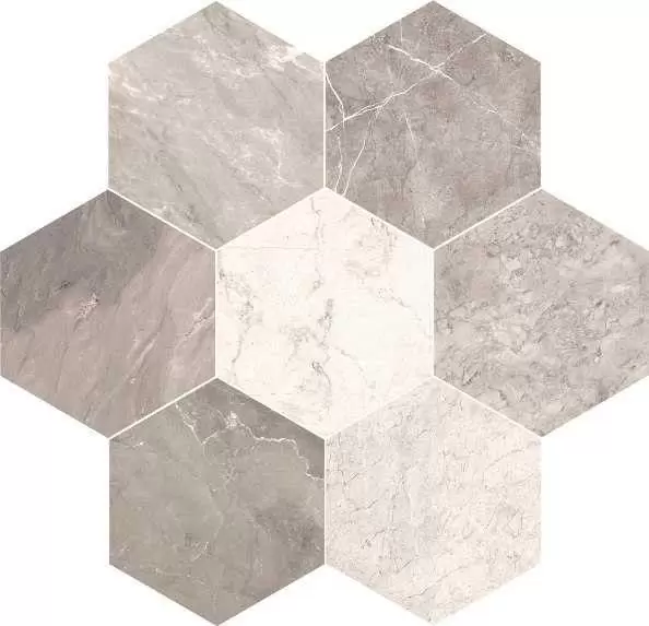 Плитка напольная Unica Marmo Mix Grigio Light Esagono