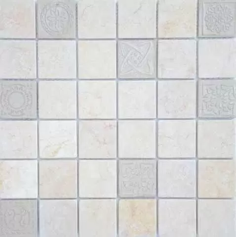 Мозаика Caramelle Mosaic Art Stone Travertino silver MAT 48x48x8