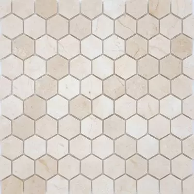 Мозаика LeeDo - Pietrine Hexagonal Crema Marfil матовая 29,5x30,5х0,6 см (чип 18х30х6 мм) (Crema Marfil MAT hex 18x30x6)