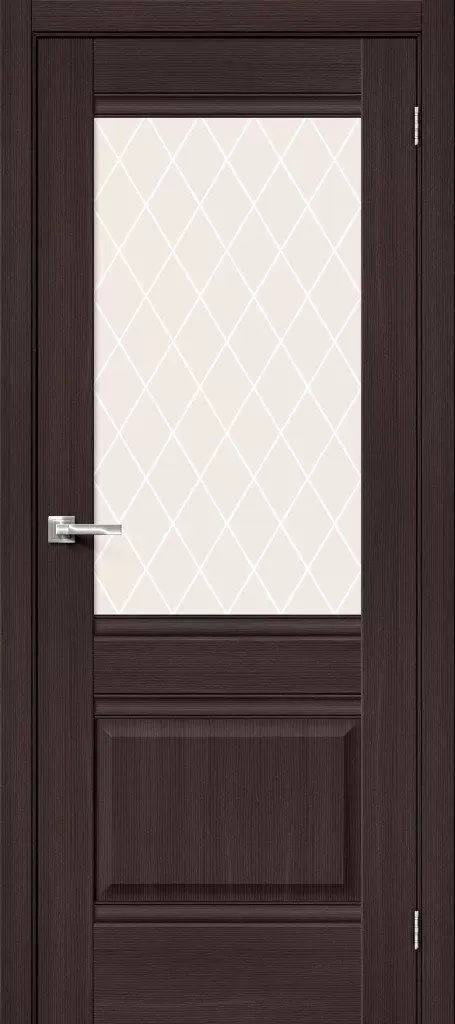 Дверь экошпон "Прима-3" Wenge Veralinga / White Сrystal, стекло