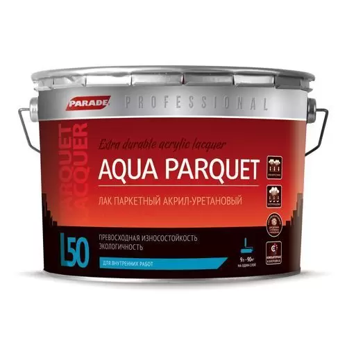 Лак паркетный Parade L50 Aqua Parquet глянцевый 9 л