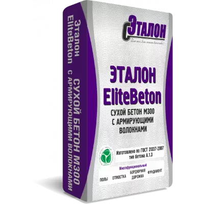 Пескобетон Эталон EliteBeton М300 40 кг с армирующим волокном