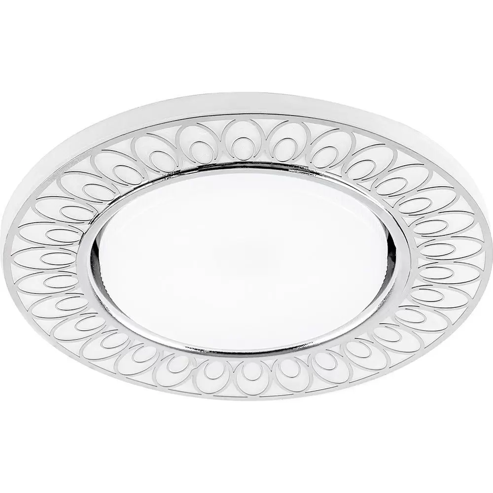 Светильник встраиваемый Feron CD9913 с белой LED подсветкой GX53 матовый белый хром