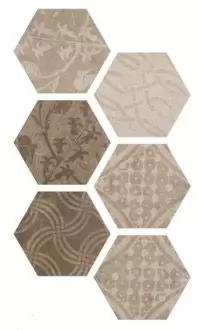 Плитка из керамогранита Hexagon Atlas Patchword Warm для стен и пола, универсально 21,6x25