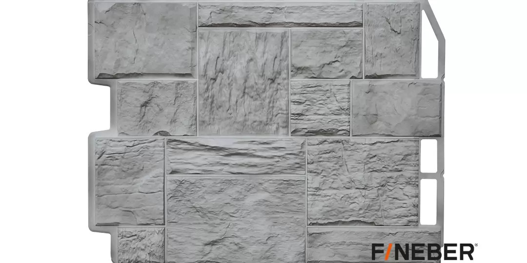 Фасадные панели Дачный FineBer Туф 3D-Facture Светло-серый