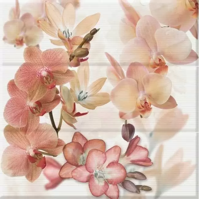 Панно настенное Absolut Keramika Aure orchides marron Orchides комплект из 3х шт.